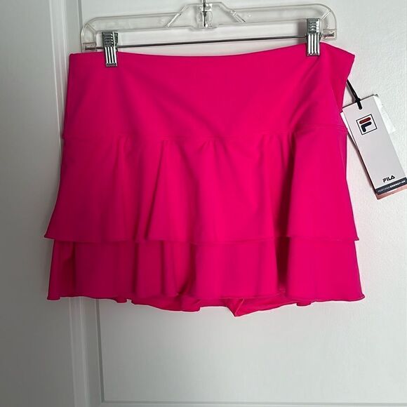 Fila Bright Pink layered Skort /Skirt Tennis Moisture Wicking Stretch 50 UPF - Picture 1 of 13